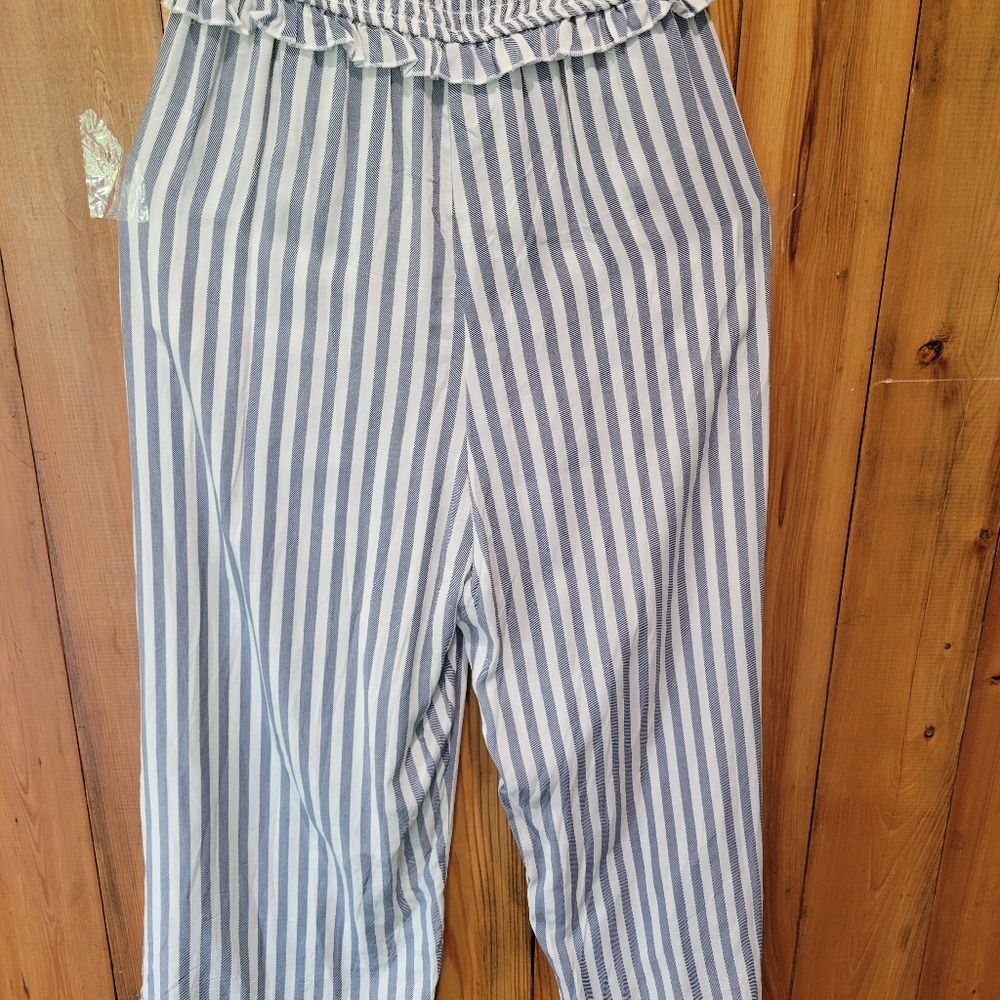 Speechless Blue and White Striped Jumpsuit with Spaghetti Straps - Picture 5 of 12